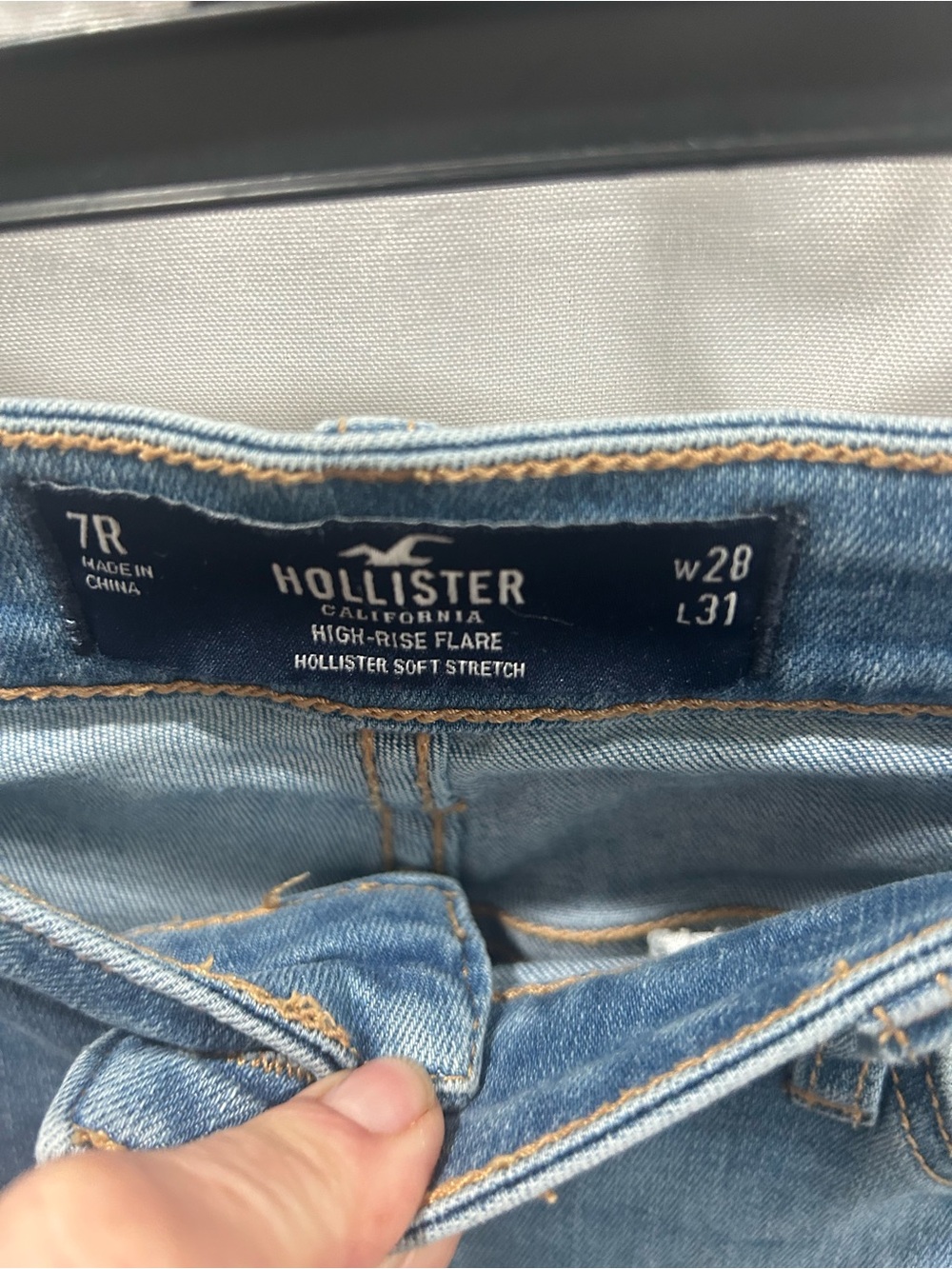 Hollister Patchwork Flare Jeans in Mixed Blue Denim - Picture 4 of 5